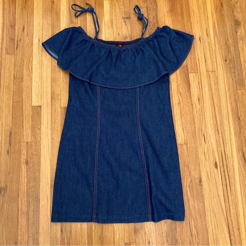 7 For All Mankind NWT denim off the shoulder mini dress size M